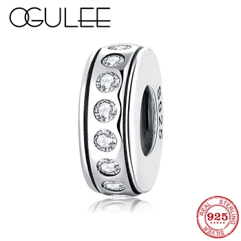 

2019 New 925 Sterling Silver Sparkling CZ charm Spacer Stopper Beads for Jewelry Making Fit Original Pandora Charms Bracelet