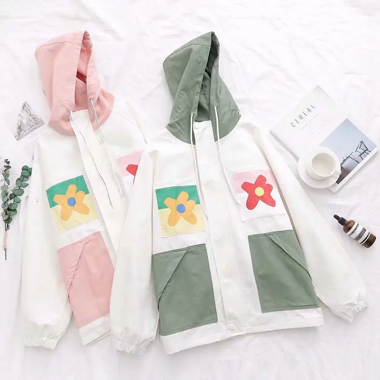 

Fall And Winter Clothes New Style Mixed Colors Casual Loose-Fit Pure Cotton Hooded Pocket Workwear Zipper Jacket Coat WOMEN'S Dr