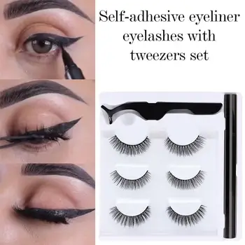 

Shozy 3 pairs 3D mink false eyelashes For natural set glue wear lashes easy no extension eyelash reusable magic to H1I8