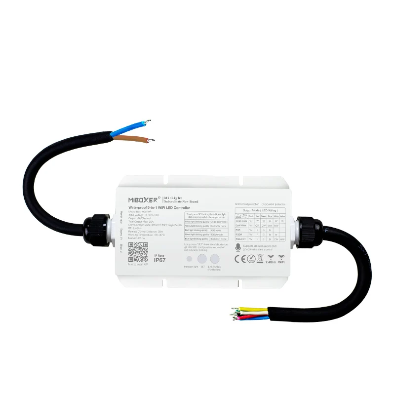 MiBoxer WL5-WP Водонепроницаемый 5-в-1 Wi-Fi светодиодный контроллер DC12-36V Выход 6A/канал