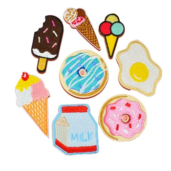 

Milk Doughnut Fruit Food Pizza Patches for Girl Clothes Appliques Embroidered Avocado Egg Patch for Backpack DIY Accessories