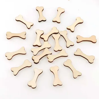 

50pc/lot Arts&Crafts Wood Dog Bone Cutouts Unfinished Wooden Blank Crafts DIY Decor For Projects Ornaments Wedding Decoration