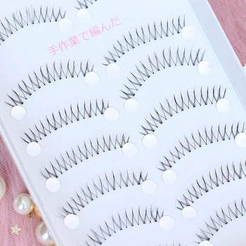 

YOKPN Japanese Net Red False Eyelashes Realistic Paragraph Supernatural False Eyelashes Cross Sharpening Makeup Lashes 10 Pairs