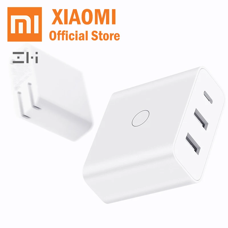 

Original Xiaomi ZMI USB Charger Fast Charge Three Port Type-C 45W USB-A 20W PortableFor Android IOS Switch Smart Output Adapter