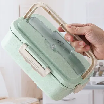 

1000ML Microwave Lunch Box Wheat Straw Dinnerware Food Storage Container Children Kids School Office Healthy Portable Bento Box