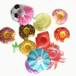 24 Styles Mini Fruit Shape Inflatable Water Swimming Pool Drink Cup Stand Holder Float Toy Coasters For Beverage Beer Bottle