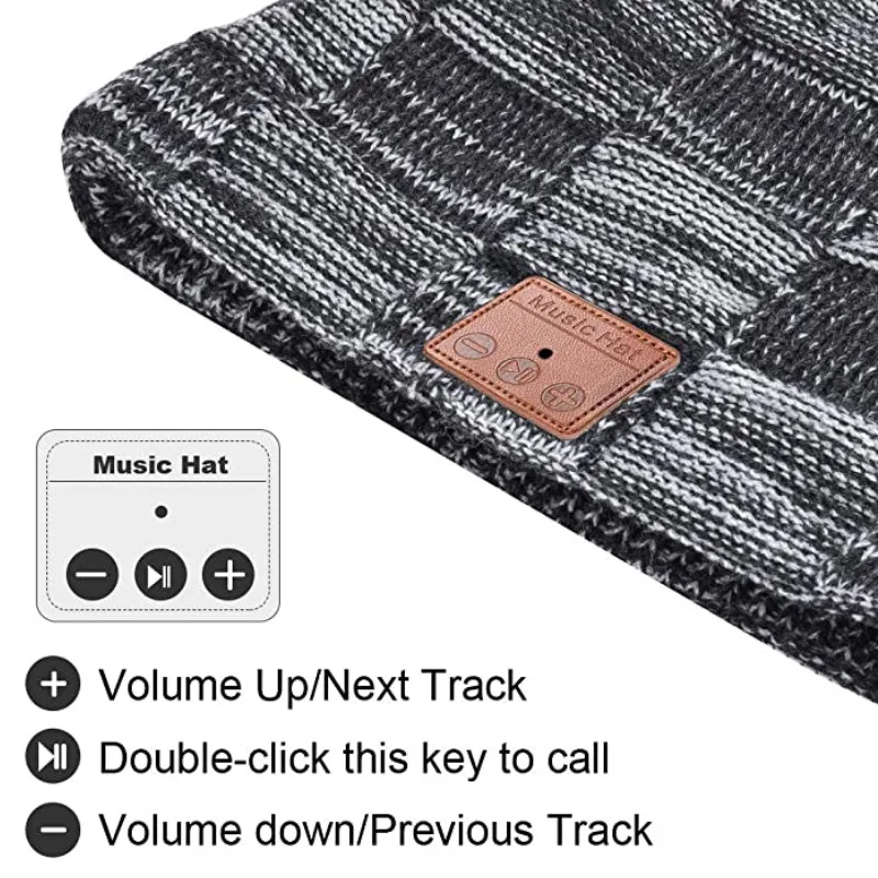 Berretto Bluetooth Regalo Uomo e Donna, Idee Regalo Natale Cappello Bluetooth 5.0, Cappellino con Cuffie Super Morbido e Caldo Berretto Musicale, Regali Natale Originali Cappello per Jogging Ciclismo