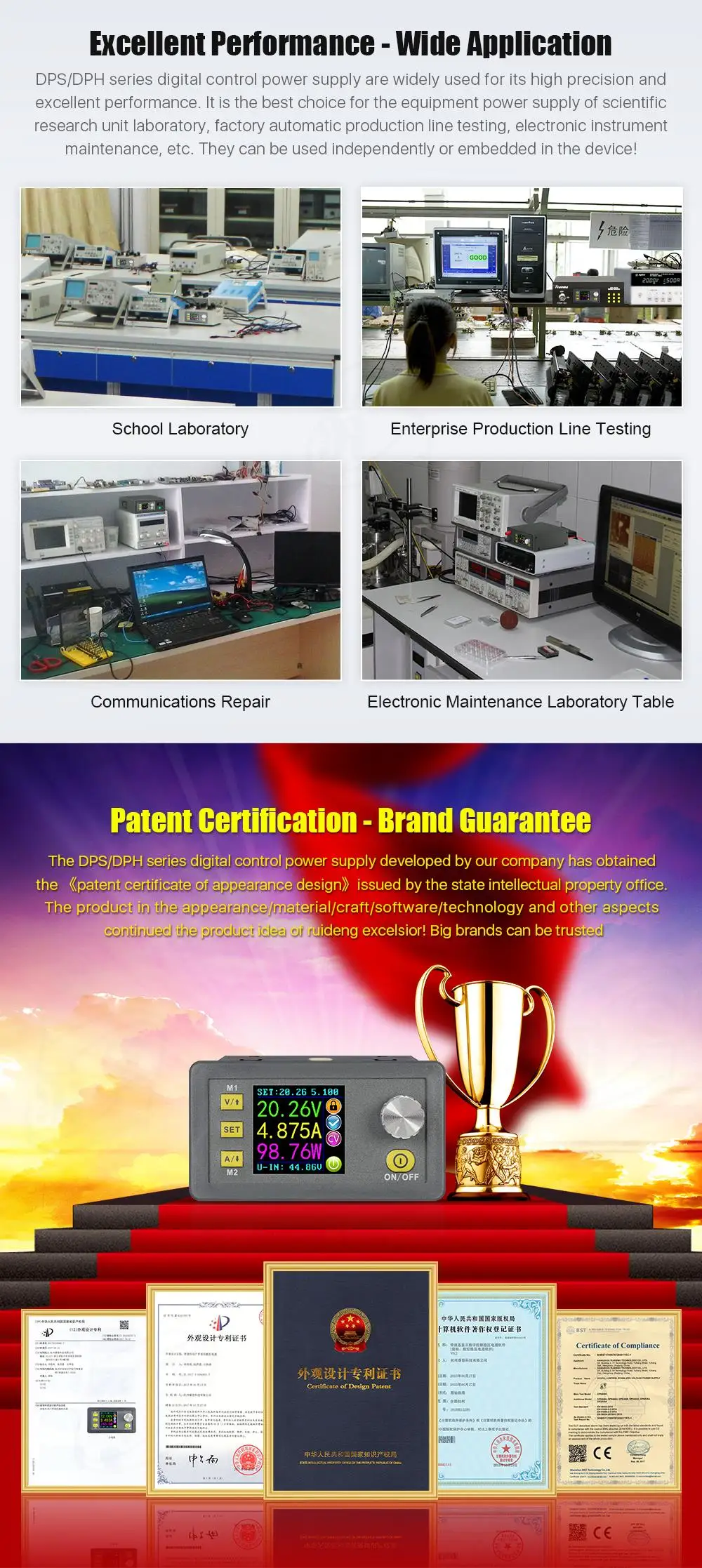 DPH5005-повышающий преобразователь постоянного тока постоянного Напряжение ток программируемый цифровой контроль Питание цвет ЖК-дисплей вольтметр с алюминиевой крышкой, 50В 5A