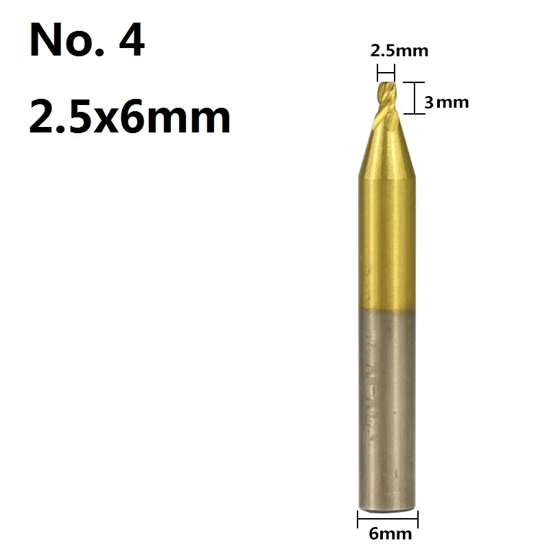 2.5x6mm XCAN 1 шт. 6 мм хвостовик с Оловянным покрытием HSS Вертикальный Станок для нарезки ключей резаки для автомобильных дверей ключ резак машина часть 1,0 1,5 2,0 2,5 3,0 4,0 5,0 - Цвет: 2.5x6mm