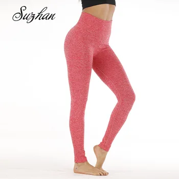 

Suzhan Women Sports Leggings High Waist Yoga Pants Slim Fit Push Up Tight Leggins Gym Running Pants Fitness Leggings