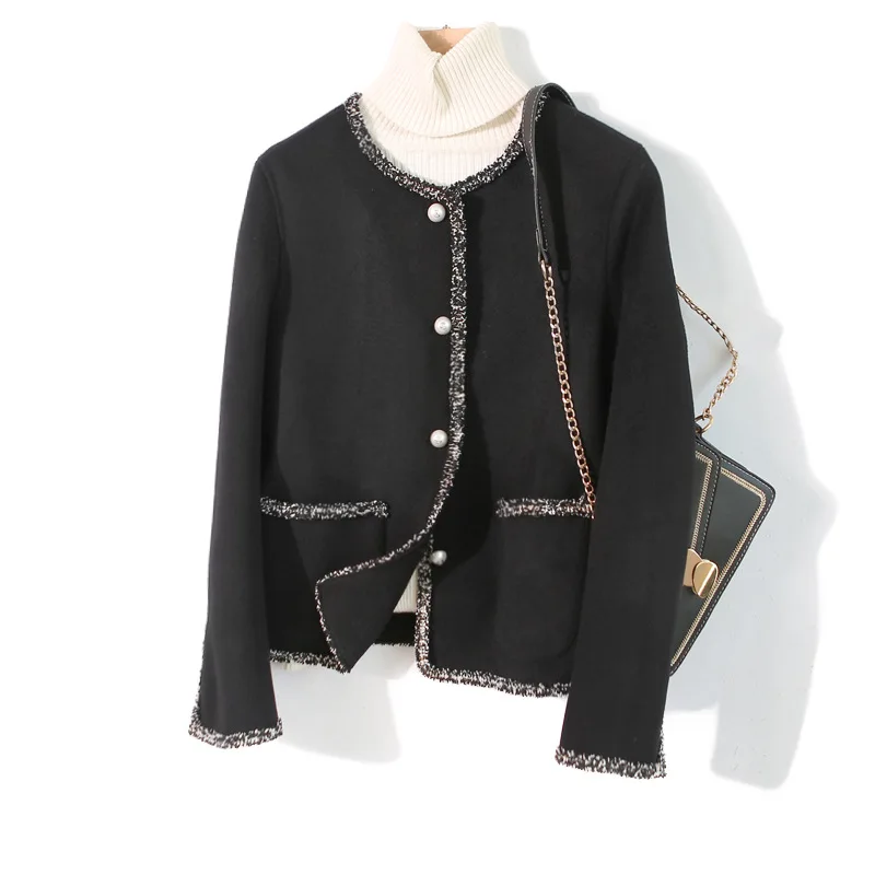 Darkness Black Short Coat Wool Blends Double-sided Women's Woolen Autumn clothing Female 2019 new | Женская одежда