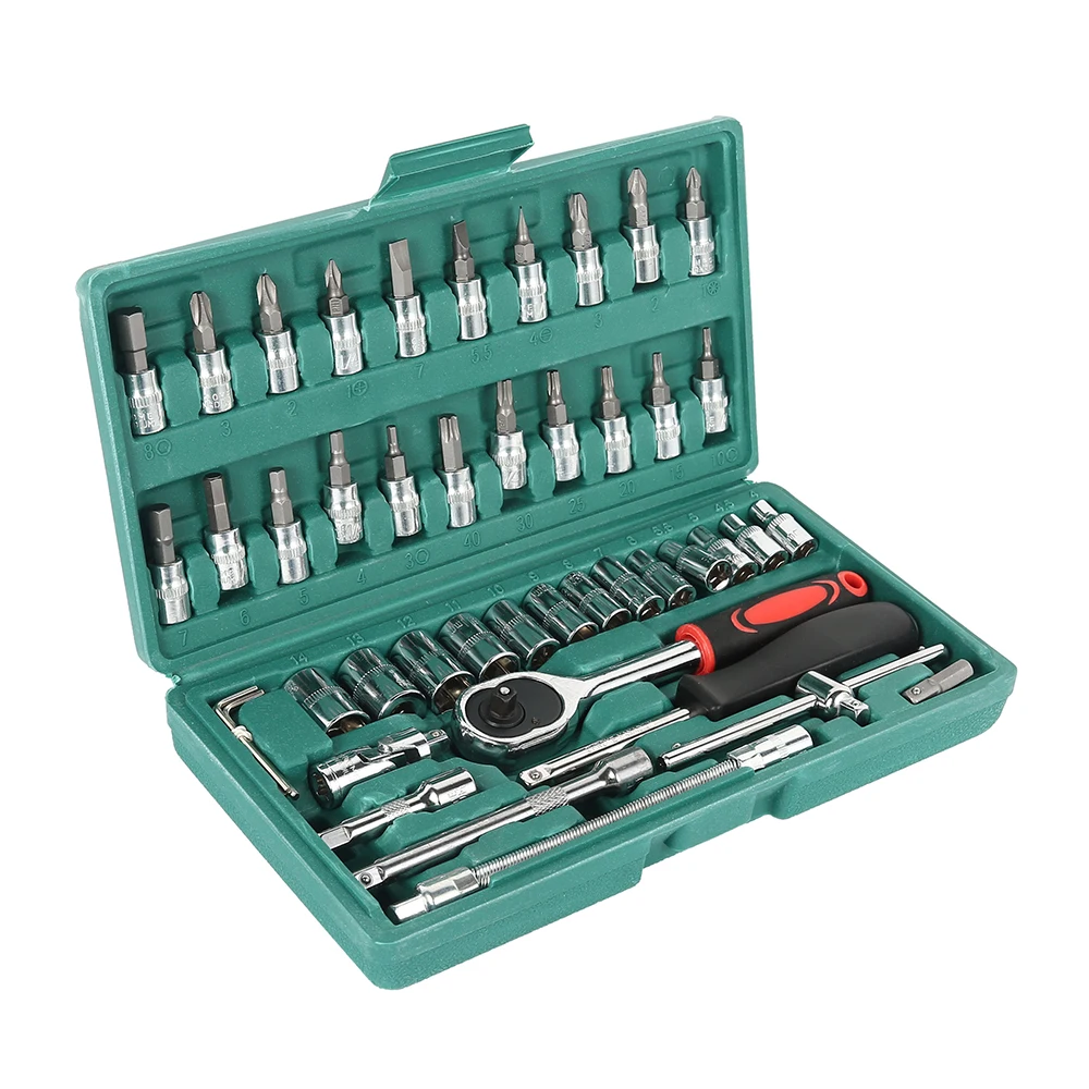 46pcs Sleeve Wrench Assembly Ratchet Wrench Set Car Motorcycle Bicycle Combination Repair Hand Tools Sleeve Socket Spanner Kit 46pcs Sleeve Wrench Assembly Ratchet Wrench Set Car Motorcycle Bicycle Combination Repair Hand Tools Sleeve Socket Spanner Kit