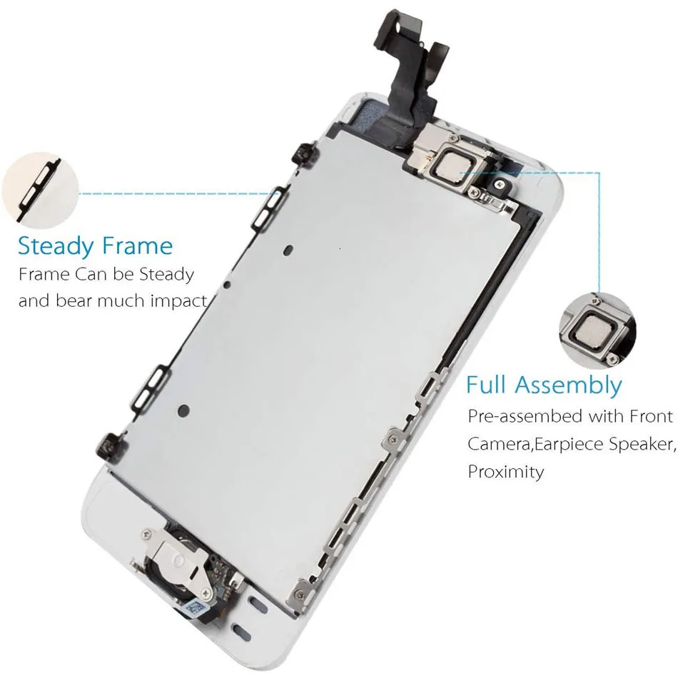 Для iPhone 5S экран Замена ЖК-дисплей Совместимость полная сборка сенсорный дигитайзер с фронтальной камерой дигитайзер Замена