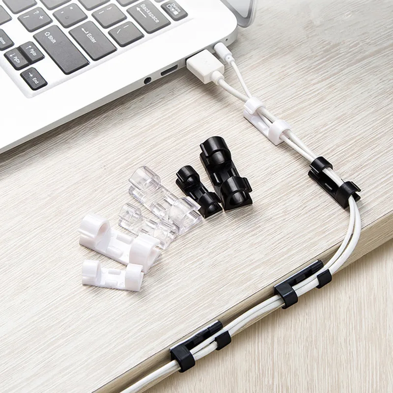 5pcs Finisher Wire Clamp Wire Organizer Cable Clip Buckle Clips Ties Fixer Fastener Holder Data Telephone Line Usb Winder