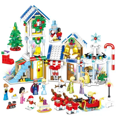 Santa Claus City Winter Village Christmas Carnival Friends Figures Princess Prince Party Building Blocks Kid Toys gift | Игрушки и хобби