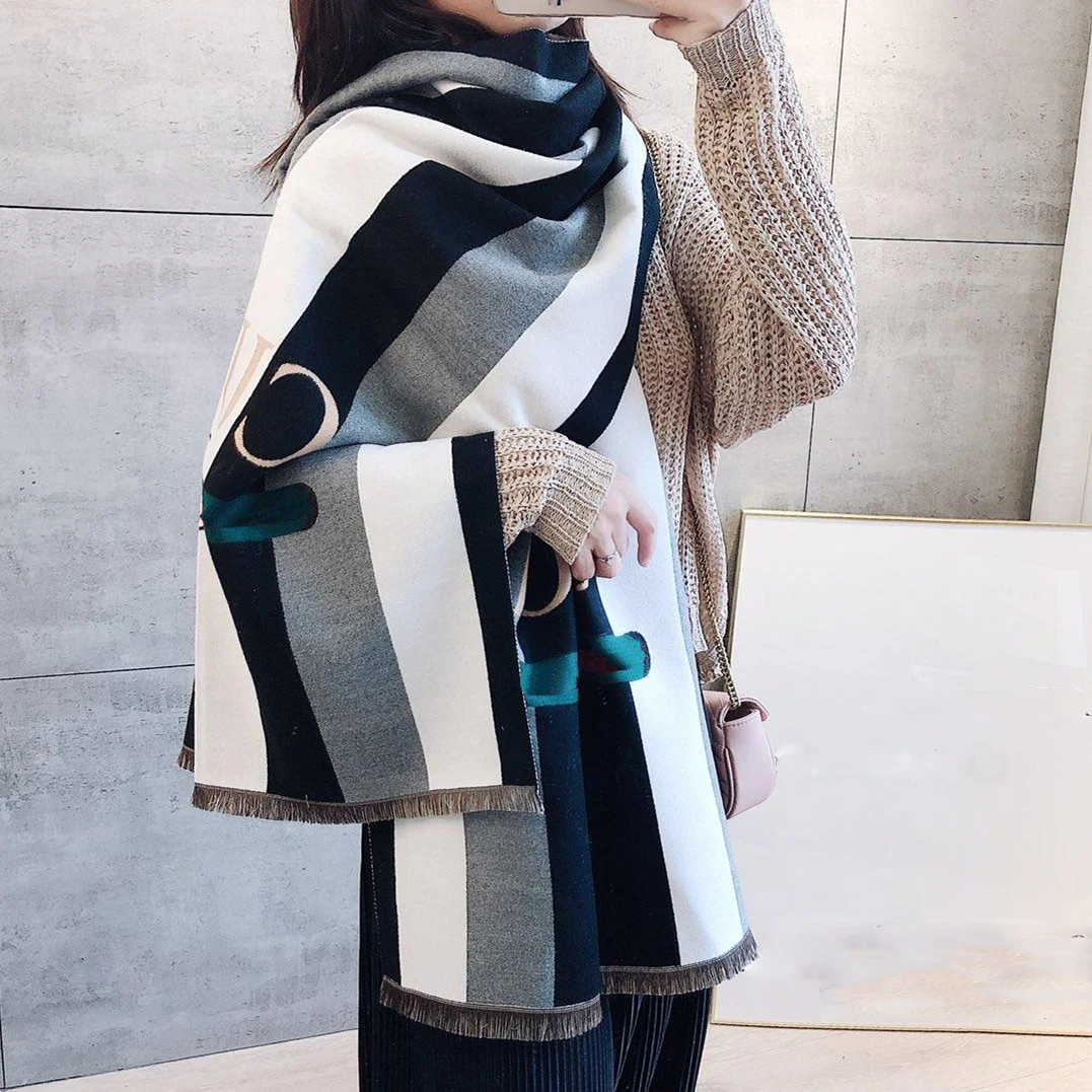 

Winter Scarf Womens and Mans Wool Cashmere Scarf Geometric Pashmina Ponchos and Capes High Quality Women Fashion 2019