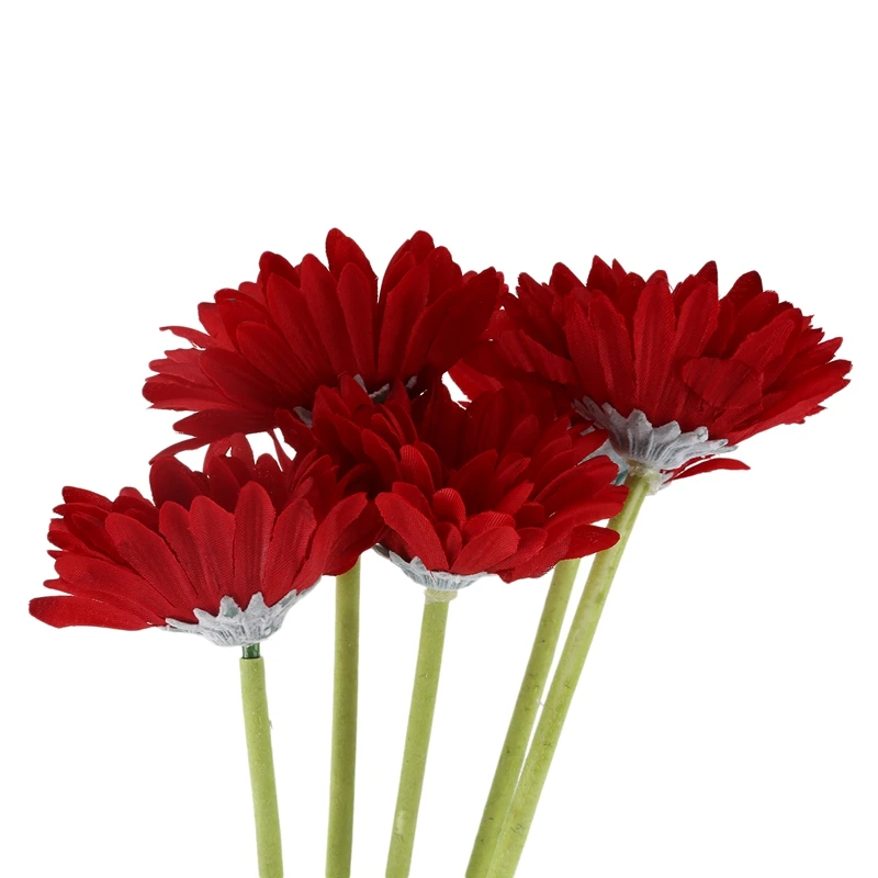 5 шт. искусственных цветов Gerbera Gaensebluemchen Red