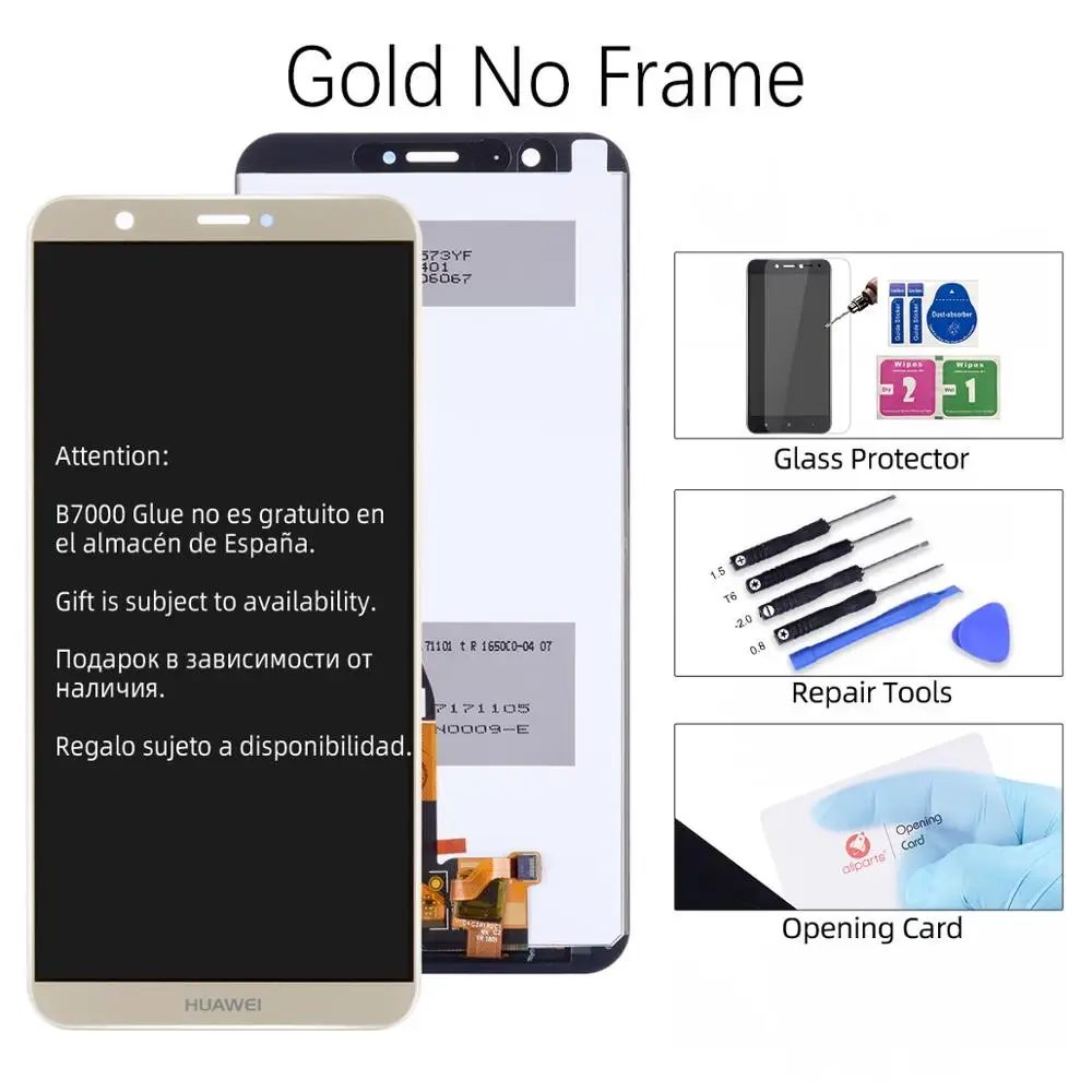 Экран для HUAWEI P Smart LCD в сборе с тачскрином на рамке черный белый синий золото FIG LX1 FIG-LX1 FIG-LX3 - Цвет: Gold No Frame