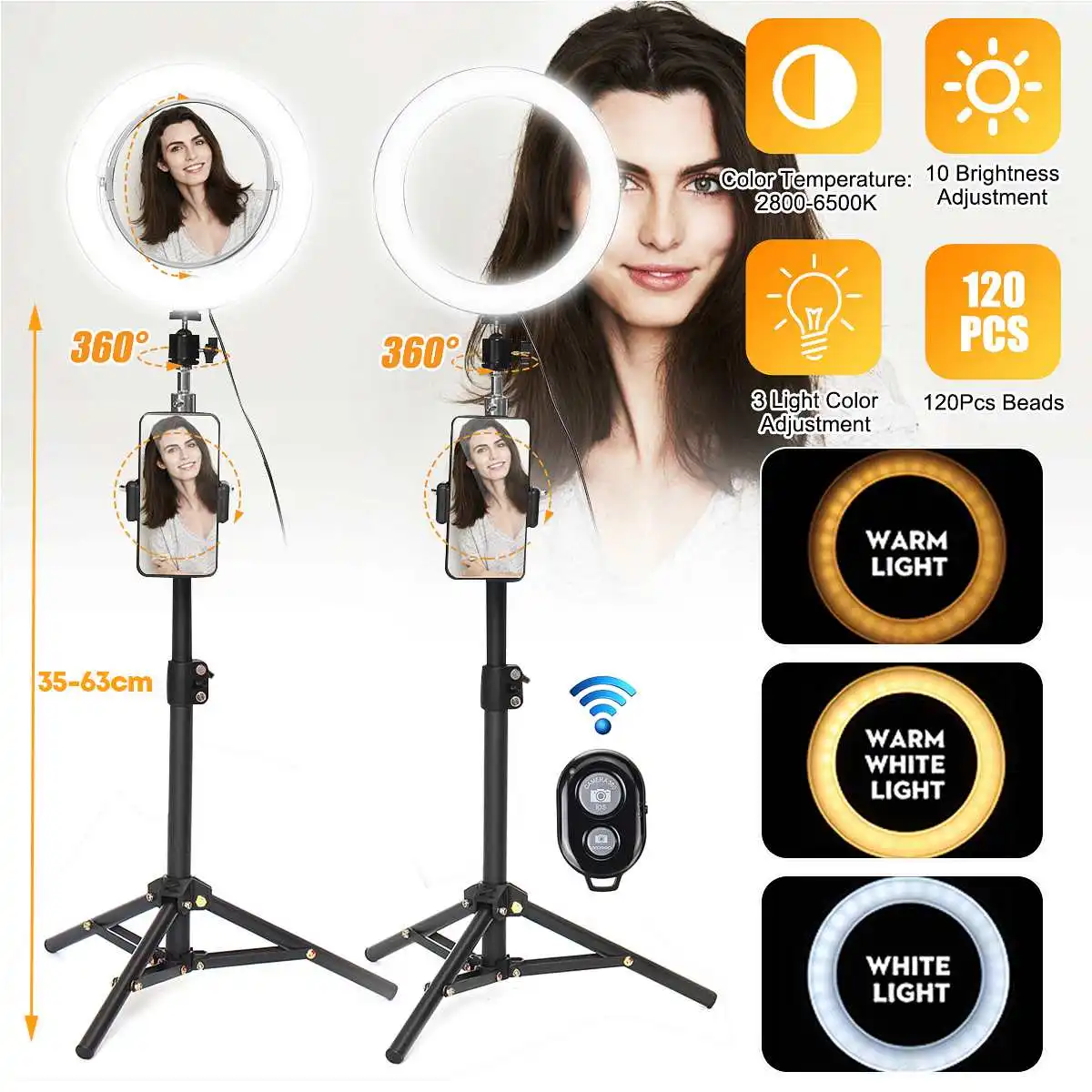Freya Ring Light Фотография с регулируемой яркостью светодиодный Selfie Фотостудия Свет 2800-6500K bluetooth USB макияж кольцо огни многофункциональные