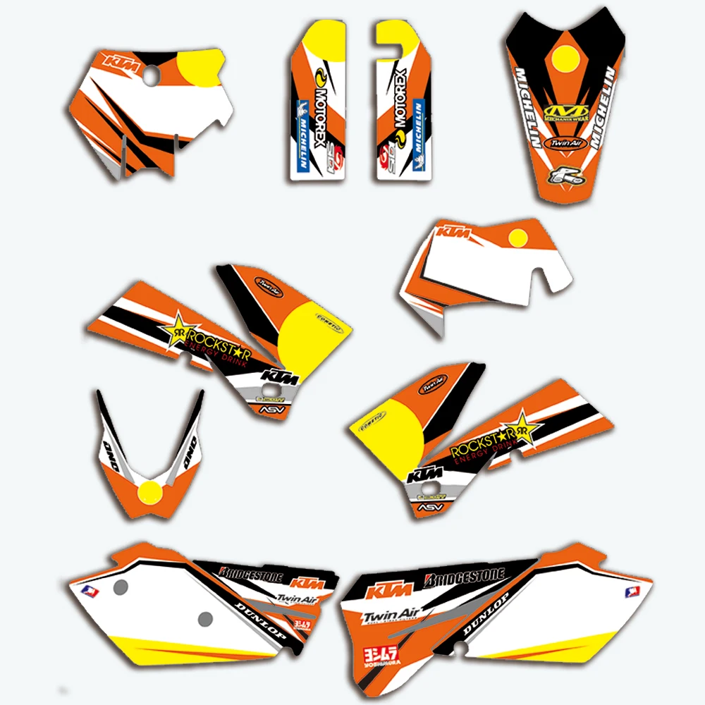 

For EXC 2005 2006 2007 Decal Customized Racing Team Graphics Stickers Decals For KTM EXC 125 150 200 250 300 350 400 450 525