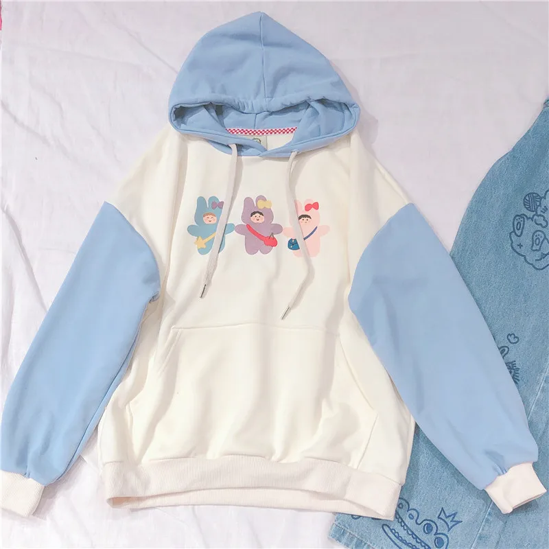 Японский Kawaii Женский свитшот Харадзюку С мультяшным принтом толстовка стиль Mori Girl преппи Прекрасный пуловер с длинными рукавами Топы для студентов