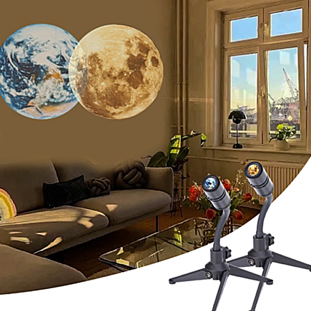 Projecteur De Terre De Lune Veilleuse, Lampe LED De Projection De Terre USB  Pour Plafond De Chambre, Cadeau, Décor De Chambre, Fond De Photo, Projecteur  D'atmosphère De Lune Réglable À Luminosité Rotative