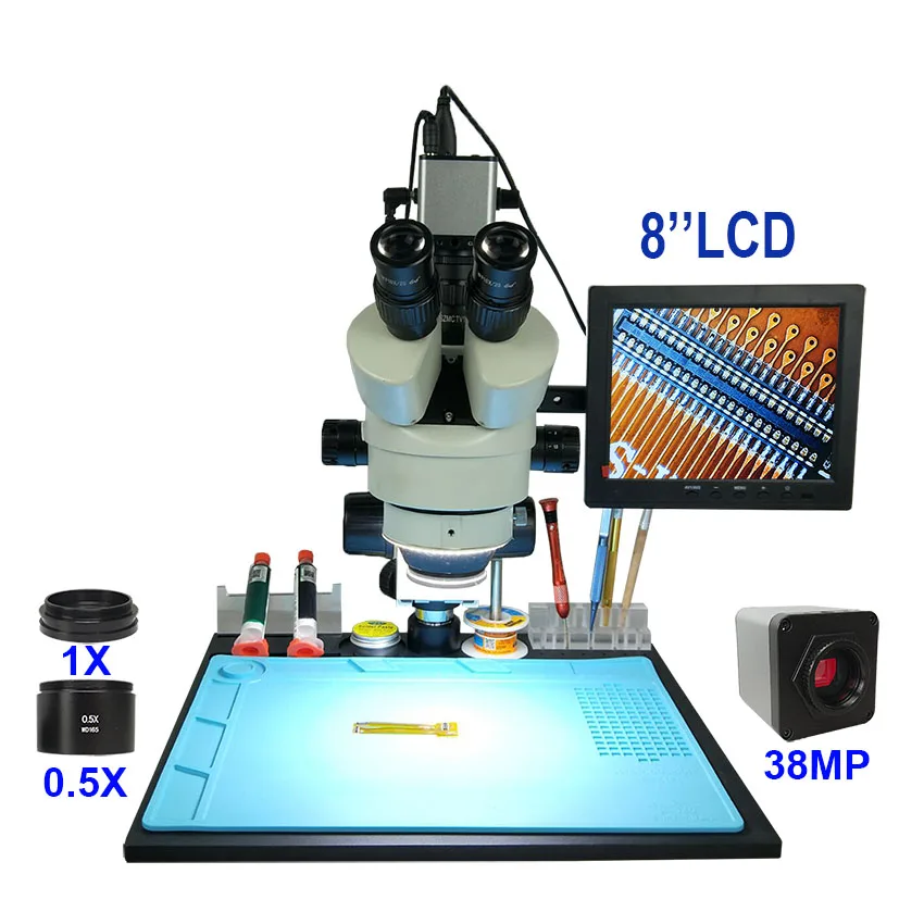 8 Inch LCD Efix 38MP 3,5-90X10 ''8'' паяльник Тринокулярный Стерео микроскоп подставка объектив HDMI USB Цифровая камера для ремонта сотового телефона инструменты - Цвет: 8 Inch LCD