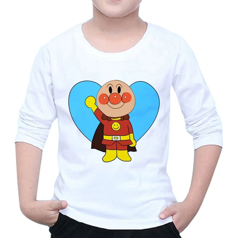 Anpanman/Детские топы с длинными рукавами для мальчиков, одежда для малышей, анпанмен, футболка для мальчиков и девочек с рисунком Супер хлеба, Z51-2