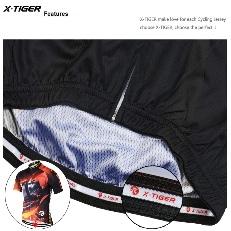 X-TIGER,, короткий рукав, Джерси для велоспорта, MTB, одежда для велоспорта, Hombre Verano, Майо, Roupas Ciclismo, дышащая велосипедная одежда
