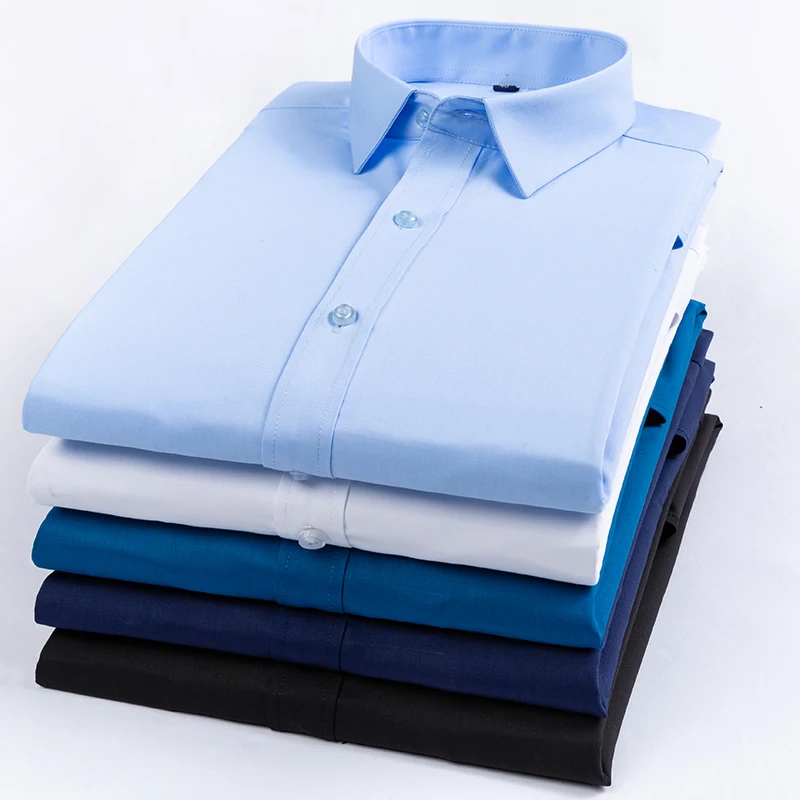 Мужские рубашки брендовые бамбуковые волокна с длинным рукавом Camisa social Solid однобортные белые черные облегающие мужские уличные рубашки l4x