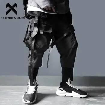 Image of 11 BYBB'S DARK Ribbons Multi Pockets Cargo Pants Men Harajuku Casual Track Trouser Hip Hop Streetwear Techwear Pants Joggers Men