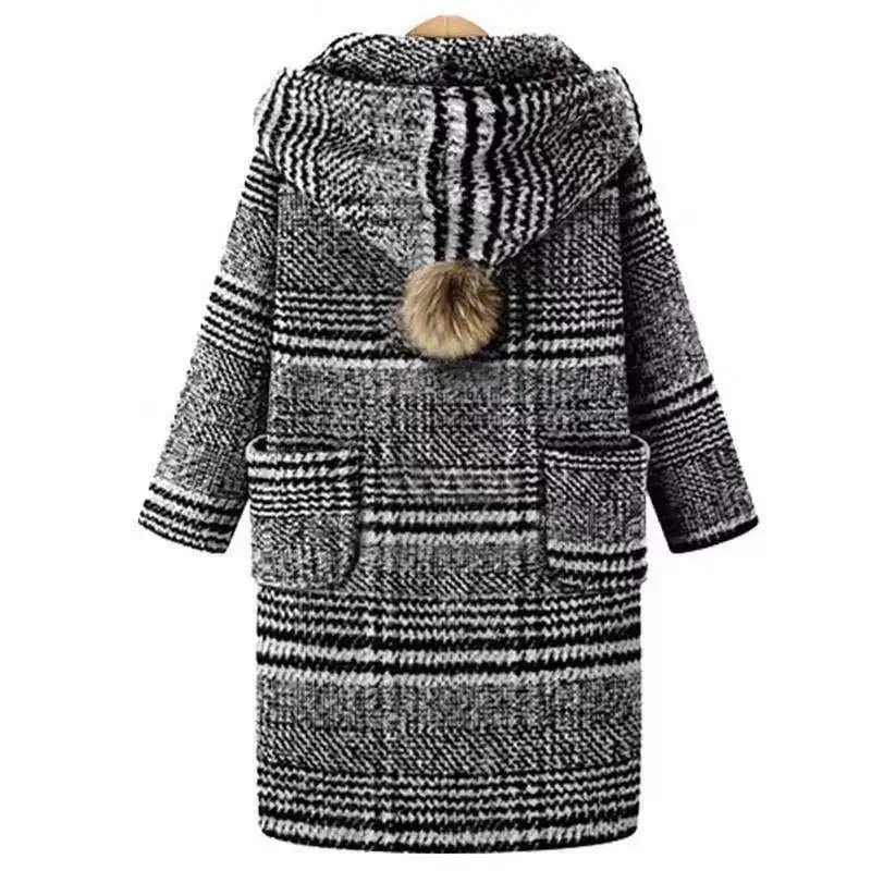 Зимнее женское длинное пальто в клетку, шерстяная шапка, манто Veste Femme Hiver Abrigo Mujer Zaful Skarpetki, клетчатое Женское пальто YL153