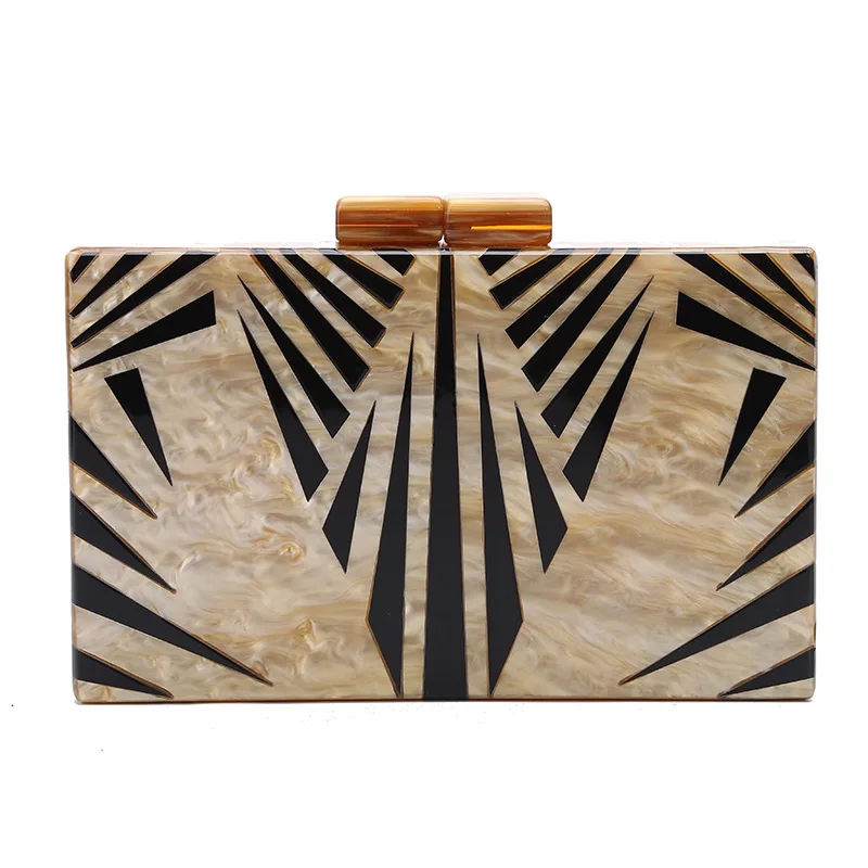 

Wholesale Rectangular Geometric Pattern Acrylic Chain Bag Resin Shoulder Bag Factory Price