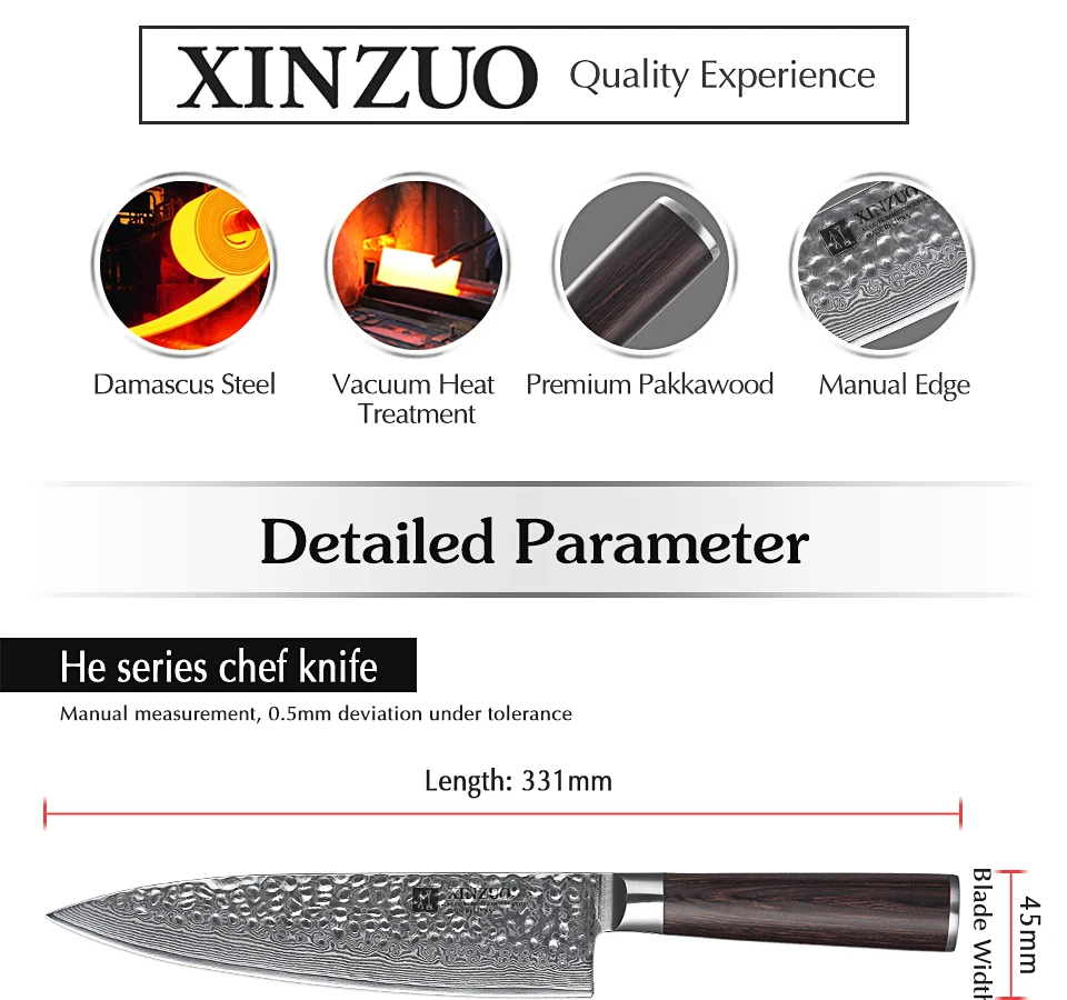 XINZUO 8 дюймов нож шеф-повара ручной работы из дамасской стали кухонные аксессуары для поваров Расширенный нож Gyotou подарочные ножи Pakka деревянная ручка