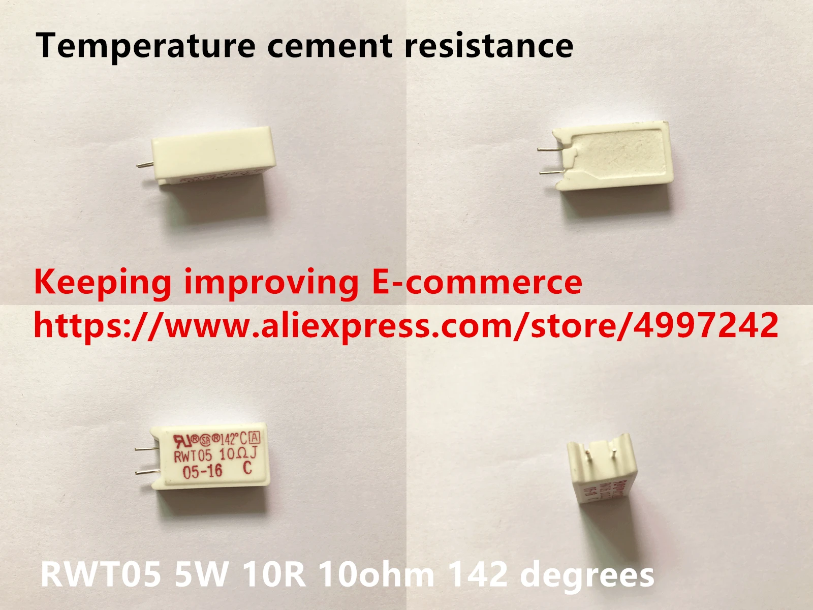 

Original new 100% Japan import temperature cement resistance RWT05 5W 10R 10ohm 142 degrees (Inductor)
