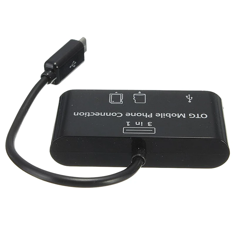 3в1 Micro USB адаптер SD кард-ридер для OTG мобильного телефона черный-SCL