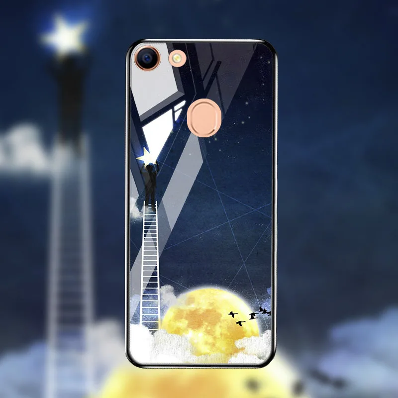 M045 Чехол из закаленного стекла для OPPO F7 F9 A5 A3S чехол s Star Space силиконовый чехол с краями для Vivo V9 Y85 чехол Coque Funda Bumper - Цвет: M045