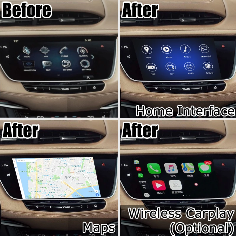 Android gps-навигатор для Cadillac XT5 и т. д. видео интерфейс mylink CUE intellilink система с беспроводной Carplay