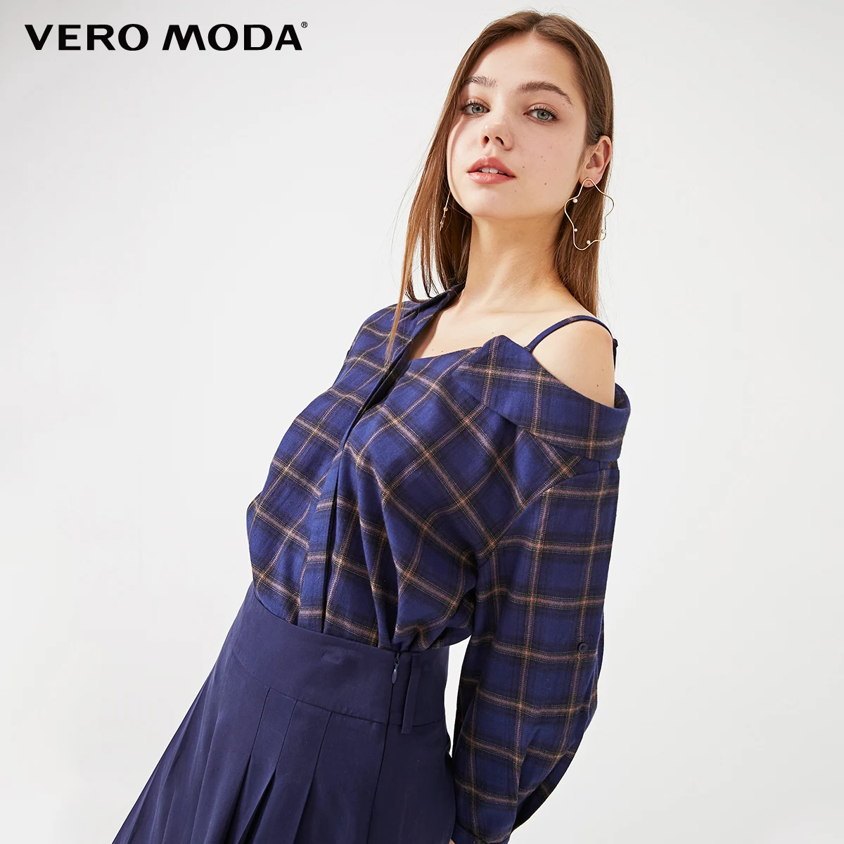 Vero Moda Women's Plaid Off Shoulder Cotton 3/4 Shirt | 319331550| Shirt| AliExpress