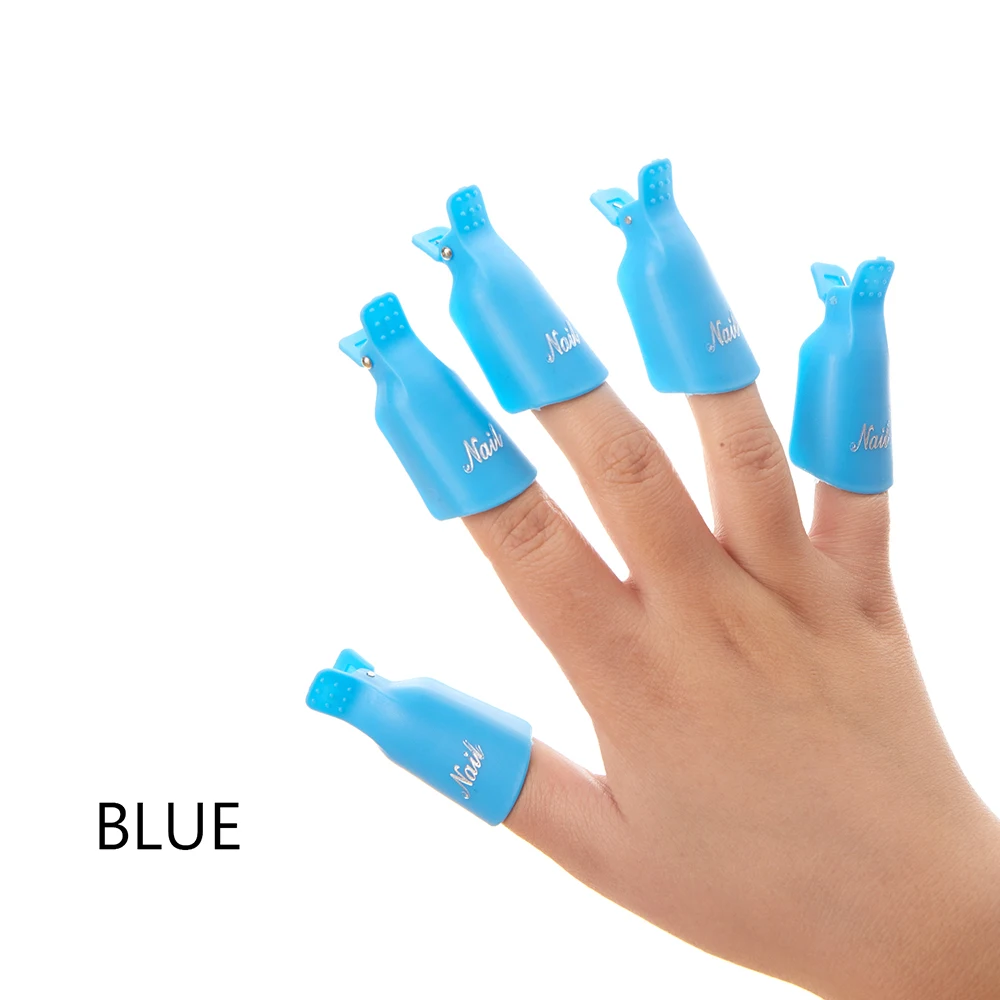 blue-10p Fingerqueen10 шт средство для снятия лака для ногтей Прочный пластик дизайн ногтей Замачивание колпачок зажим средство для снятия УФ гель-лака обертывание инструмент для дизайна ногтей советы - Цвет: blue-10p