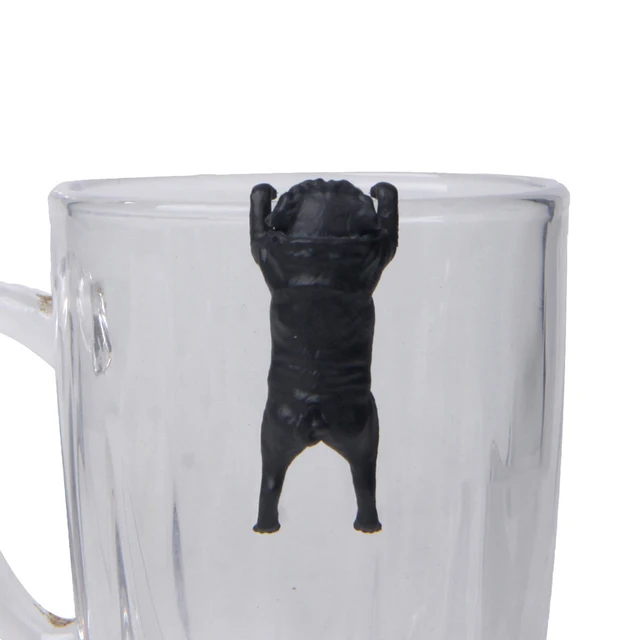 Realistic Mini Pug Dog Figurine Hanging on Cup Rim DIY Fairy Garden Collectible model Accessory 5