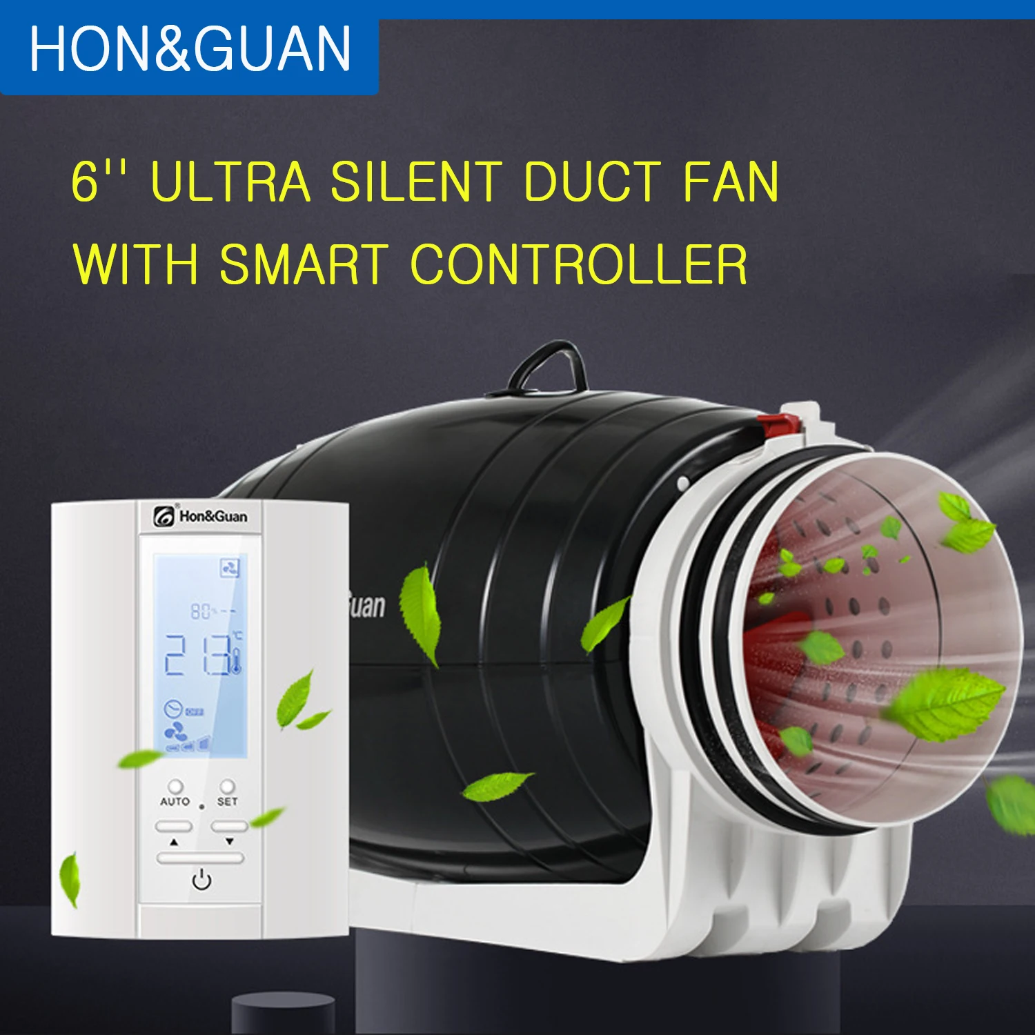 Hon/&Guan Extractor Inline Duct Fan with Timer Delay Super Light and Quiet 100mm with Timer
