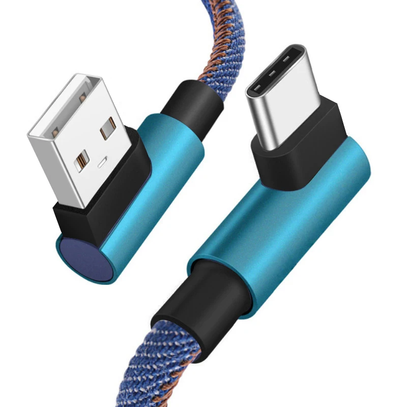 1 м usb type C 90 градусов быстрая зарядка Usb C кабель type C Usb зарядное устройство для передачи данных-c для samsung S8 S9 Note 9 8 для Xiaomi Mi8 Mi6 - Цвет: 03 blue