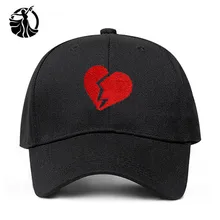 Вышитая красная бейсболка с сердцем, хлопковая бейсболка для мужчин и женщин, хип-хоп шляпа для папы, Кепка для гольфа