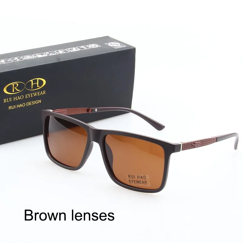 Brown Lenses Бренд Rui Hao, поляризованные солнцезащитные очки для мужчин, 3 цвета, солнцезащитные очки для вождения, 2837 - Цвет линз: Brown Lenses