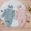 Newborn Baby Girls Romper Cotton Long Sleeve Floral Print Jumpsuit +Headband Sets Outfit Baby Fall Girl Clothing 6 9 12 18 Month 1