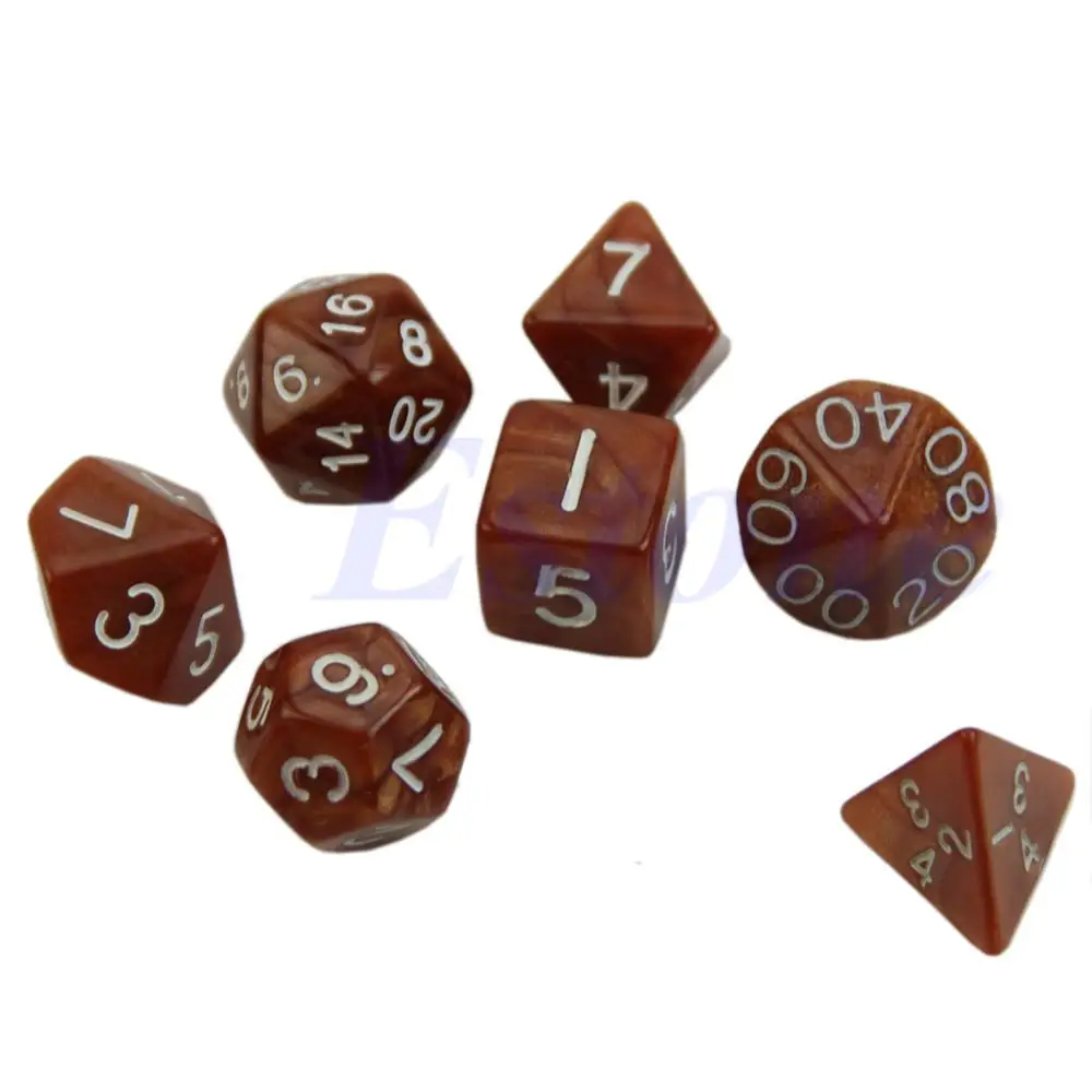 7x черный двухсторонний Игральный кости D4 D6 D8 D10 D12 D20 для D& D RPG поли игровой набор