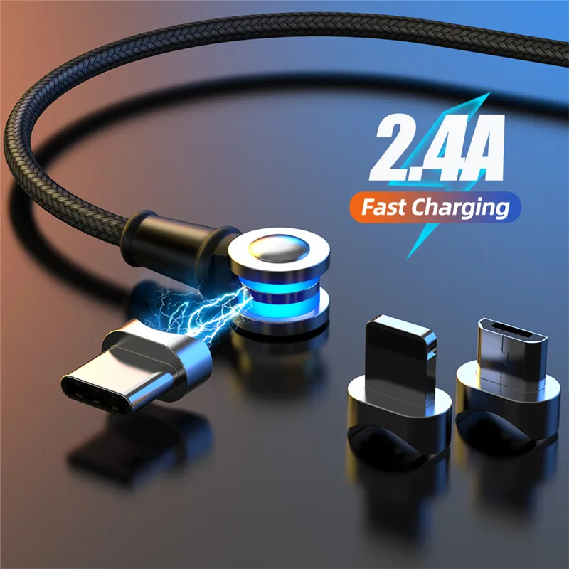 Магнитный кабель 2-в-1 с разъемом Micro USB Type C шнур для быстрой зарядки iPhone Android