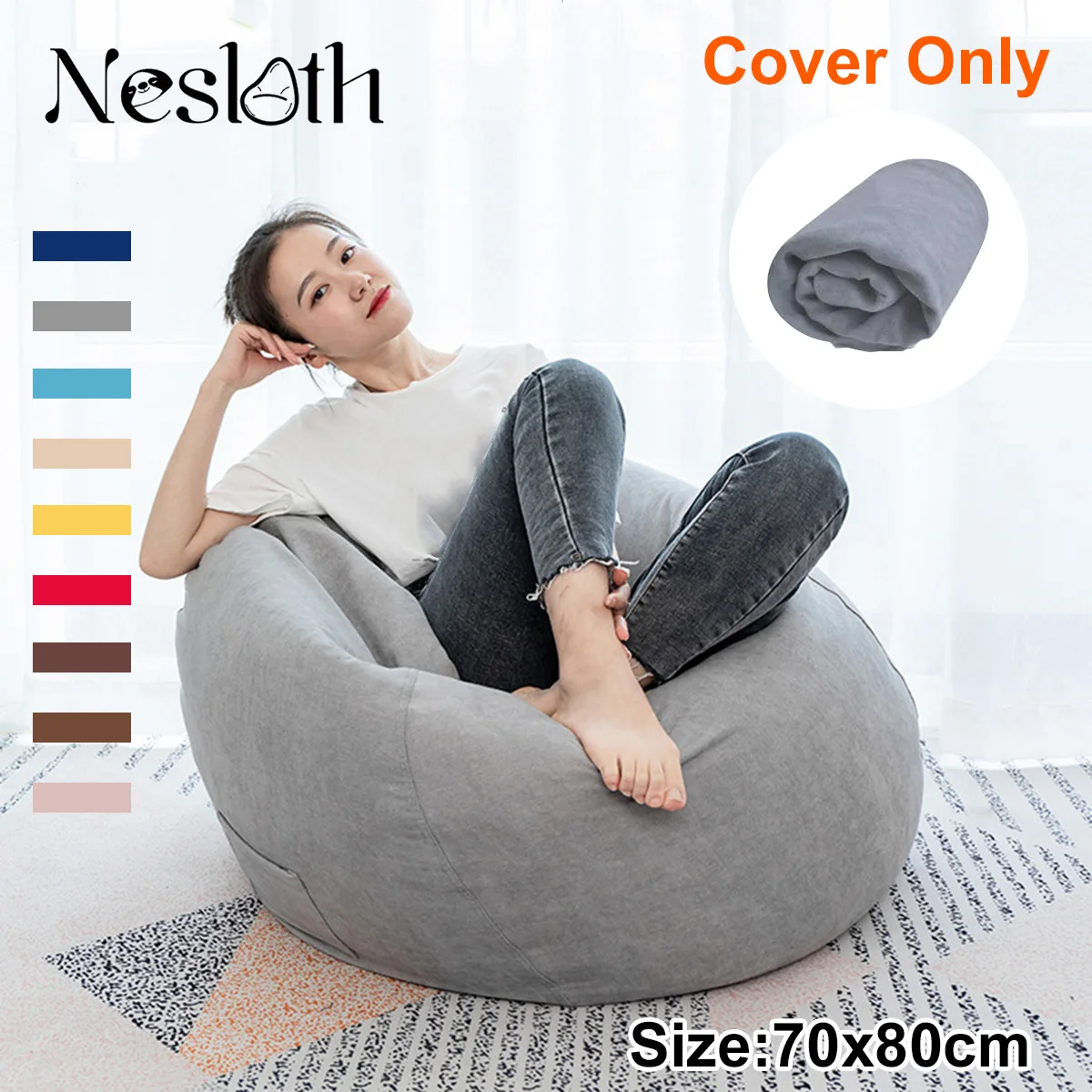 Günstig Nesloth Faul Sitzsack Sofas Abdeckung + Inneren Liner Stühle ohne Füllstoff Liege Sitz Sitzsack Hocker Puff Couch Tatami Wohnzimmer zimmer