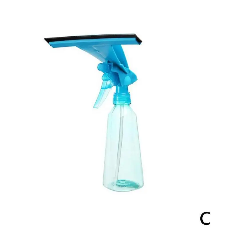 2-in-1 Multi-function Spray Bottle And Scraper Wiper Glass Cleaner For Window Mirror Car Daily Necessities - Цвет: Blue
